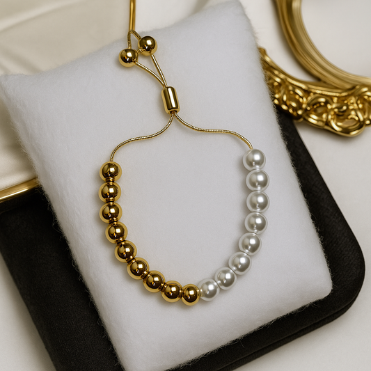 White Glam Armband 8mm
